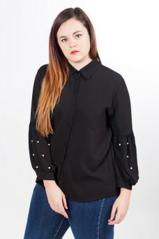 Blusa perlas negra tallas grandes