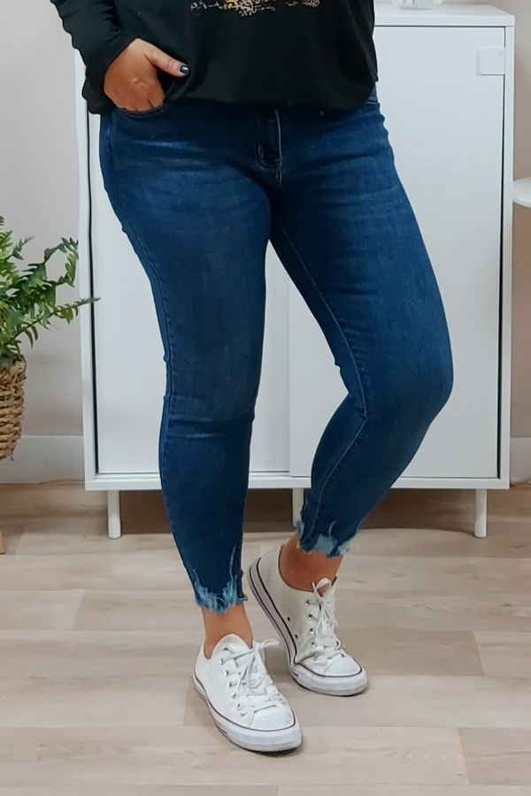 Jeans Desgaste Azul Tobillero