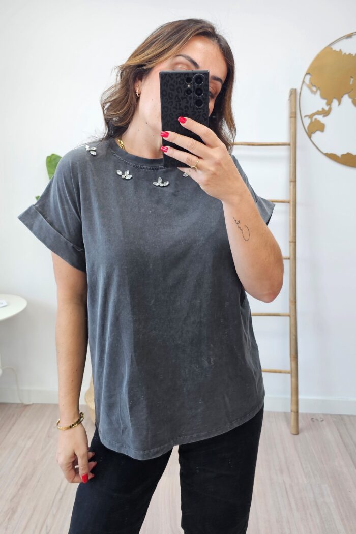Camiseta Lavada Strass