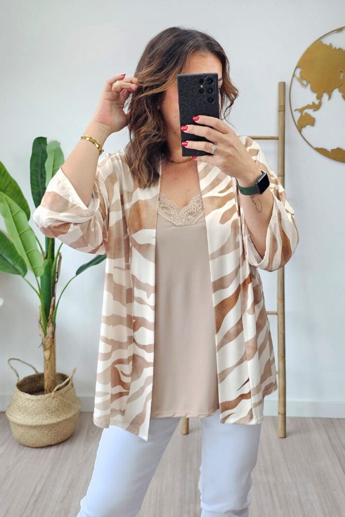 Kimono Estampado Camel
