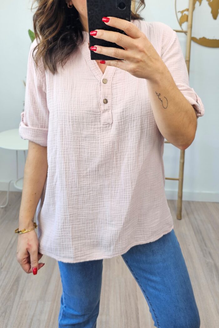 Blusa Mao Algodon Rosa