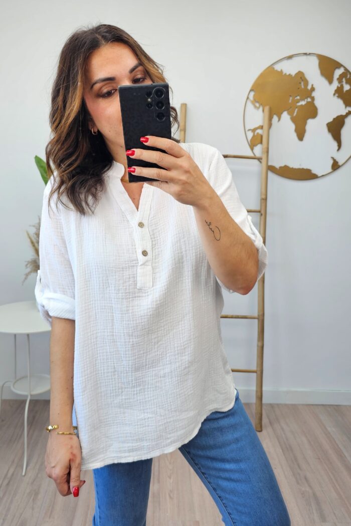 Blusa Mao Algodon Blanca