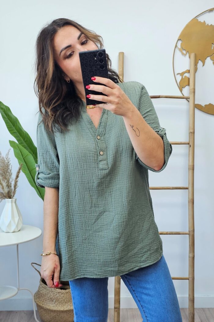 Blusa Mao Algodon Kaki