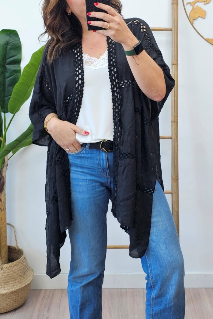 Kimono Oversize Algodon Negro