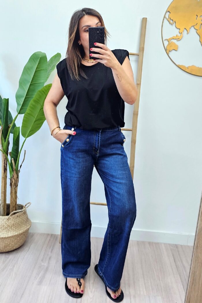 Vaquero Wide Leg Botones