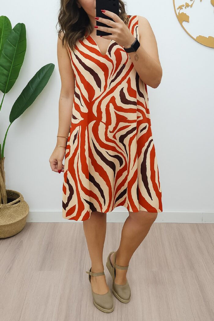 Vestido Punto Safari Teja