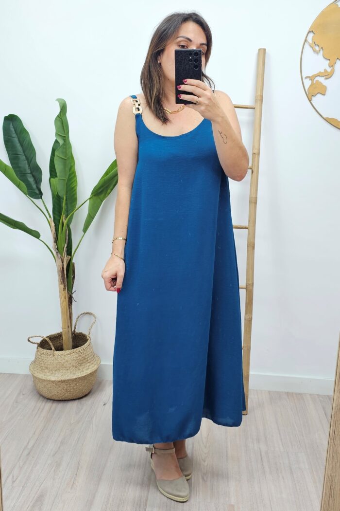 Vestido Hebilla Azul Petroleo