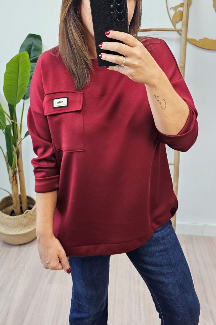 Sudadera Soft Bolsillo Burdeos
