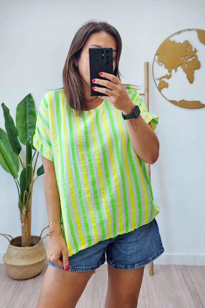 Blusa Rayas Neon Amarilla