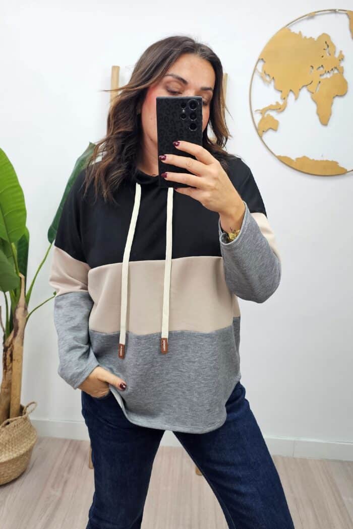 Sudadera Tricolor Negra