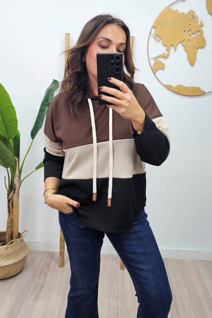 Sudadera Tricolor Marron
