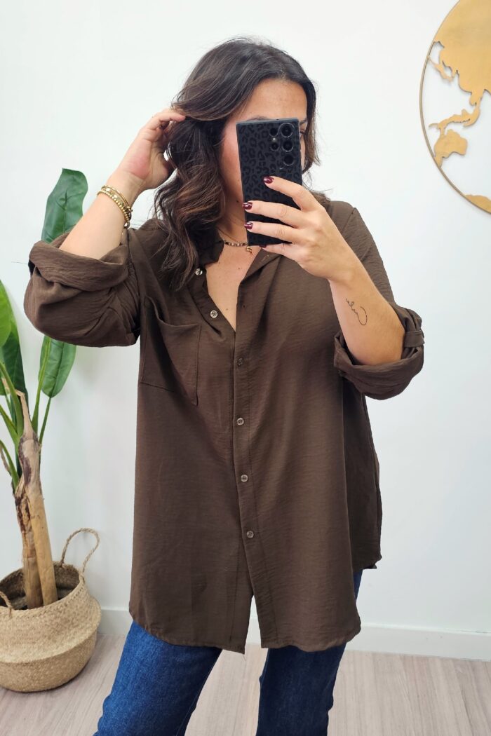 Camisa Larga Basic Marron