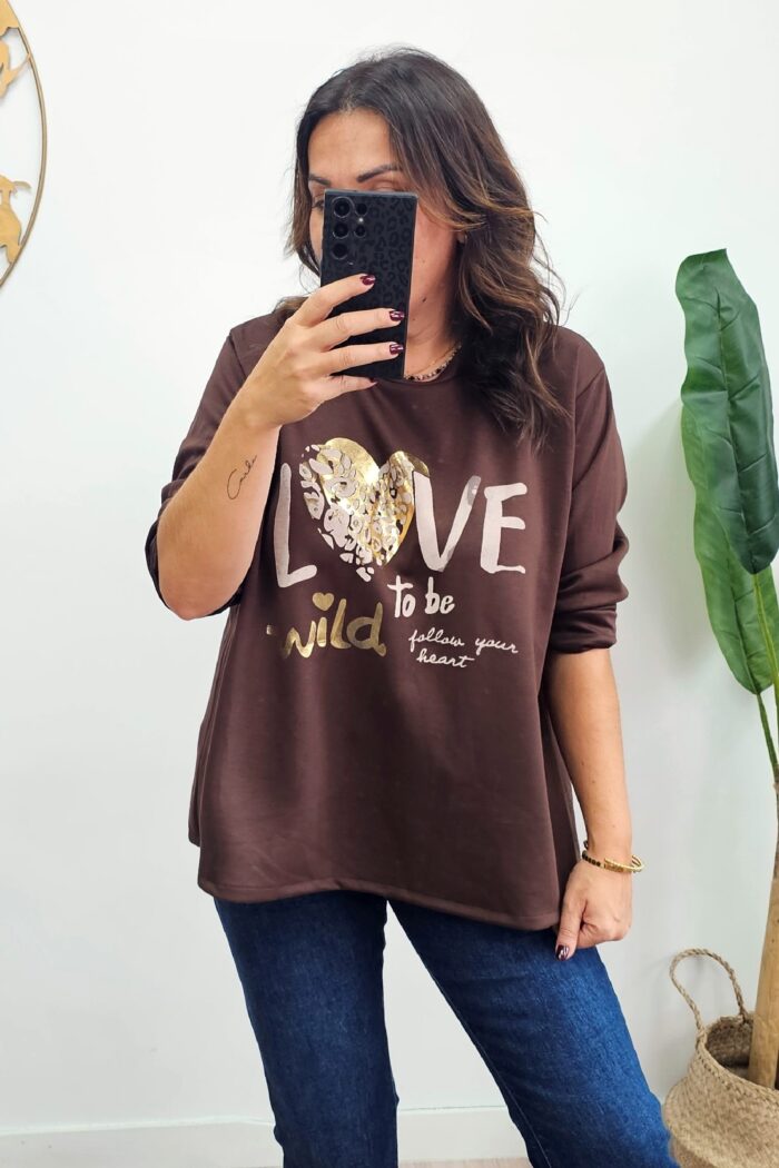 Sudadera Love Marron