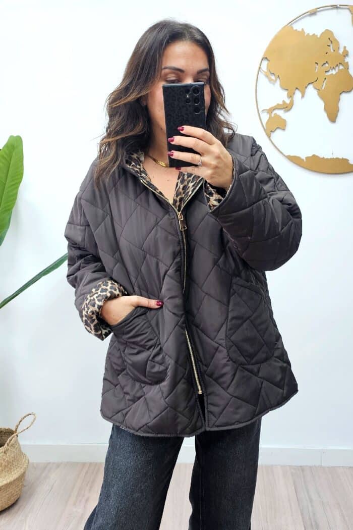 Chaqueta Acolchada Print Marron