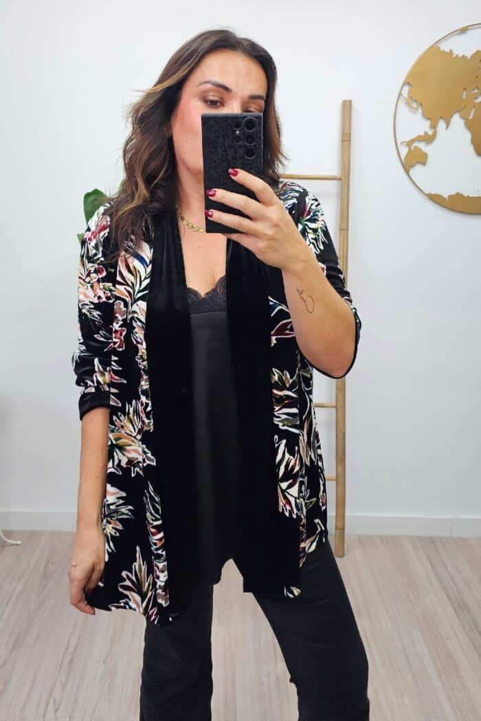 Kimono Tercipeolo Estampado Negro