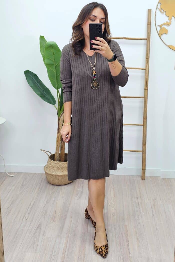 Vestido Midi Canale Marron