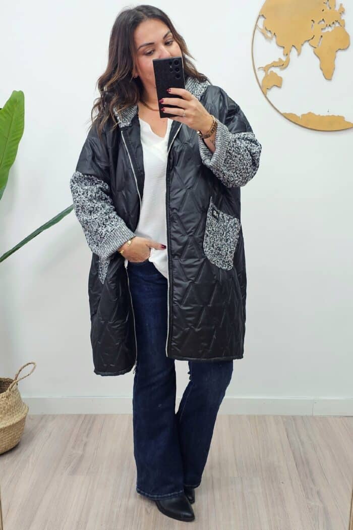 Abrigo Largo Combinado Negro