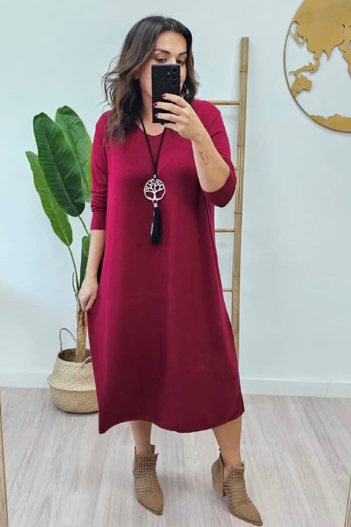 Vestido Largo Punto Burdeos