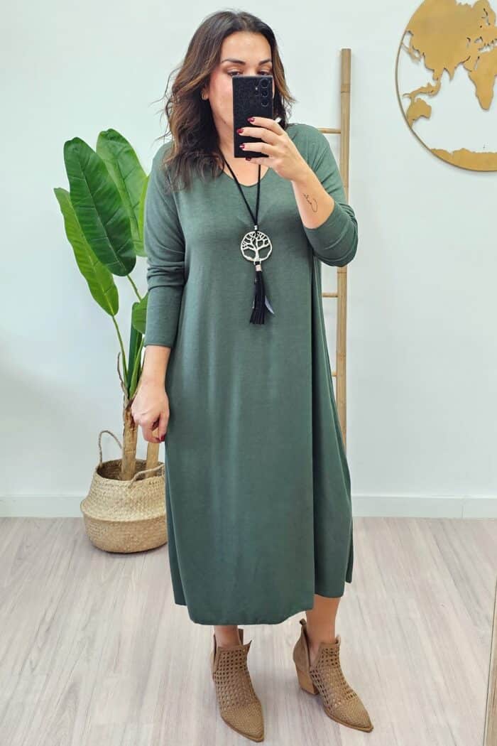 Vestido Largo Punto Kaki