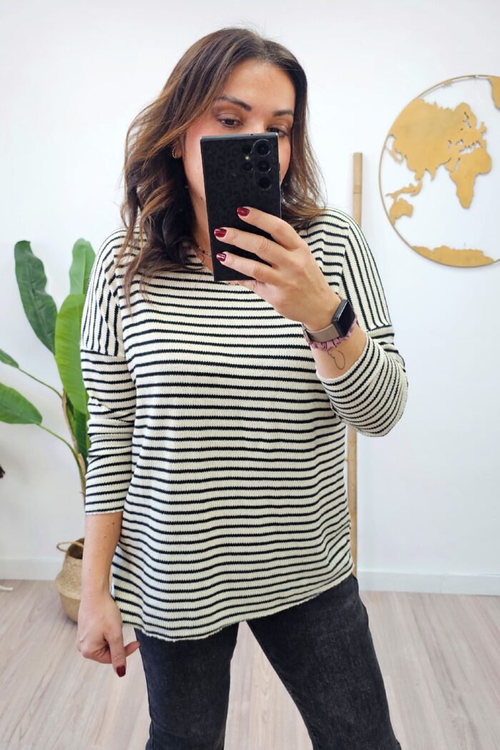 Top Rayas Gold Negro