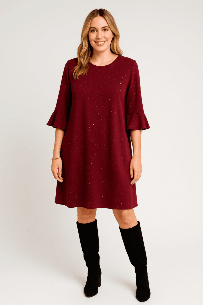 Vestido Volantes Burdeos