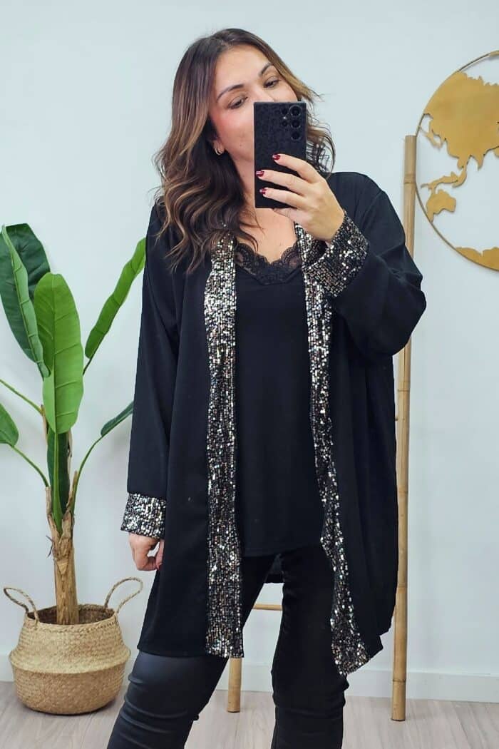 Kimono Largo Lentejuelas Color