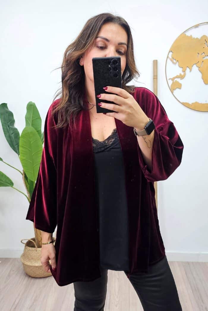 Kimono Terciopelo Burdeos
