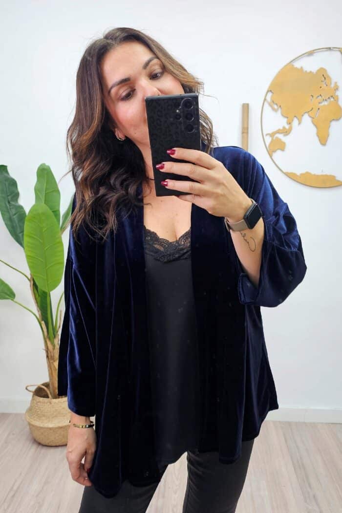 Kimono Terciopelo Marino