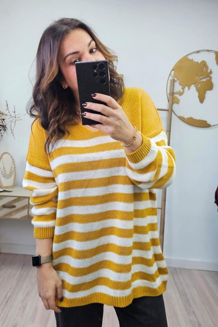 Jersey Oversize Rayas Mostaza