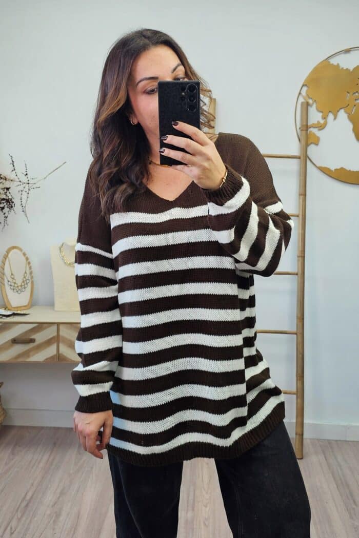 Jersey Oversize Rayas Marrón