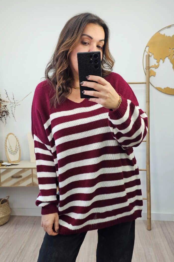 Jersey Oversize Rayas Burdeos
