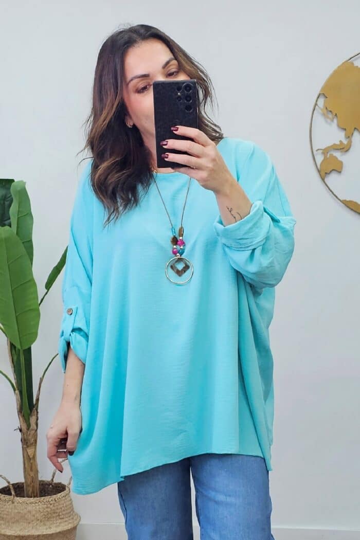 Blusa Oversize Aguamarina