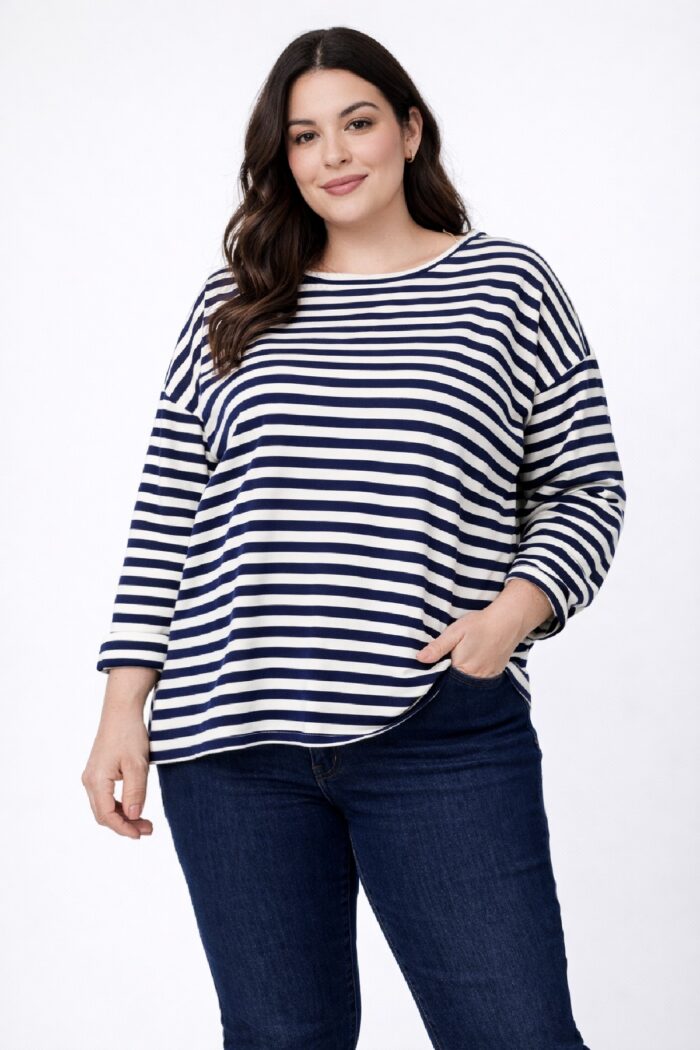 Sudadera Fina Rayas Marino