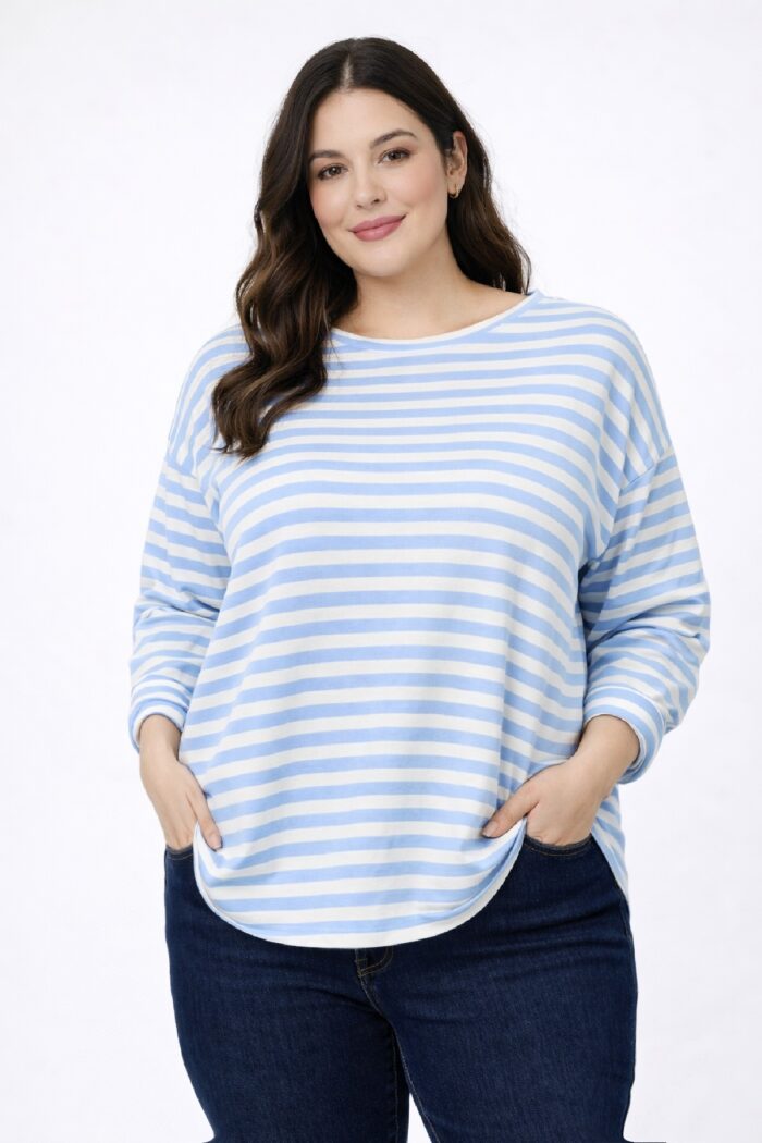 Sudadera Fina Rayas Celeste