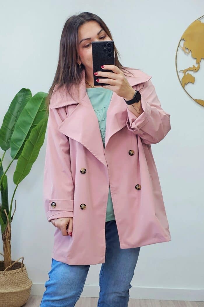 Gabardina Trench Corto Rosa