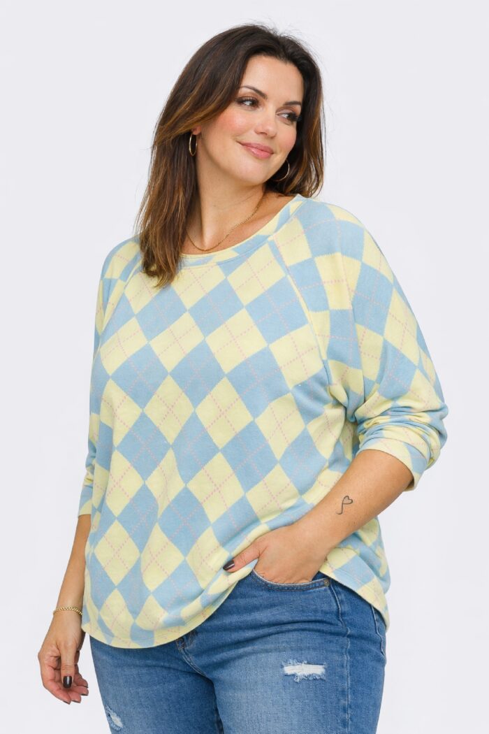 Sudadera Rombos Pastel Amarilla