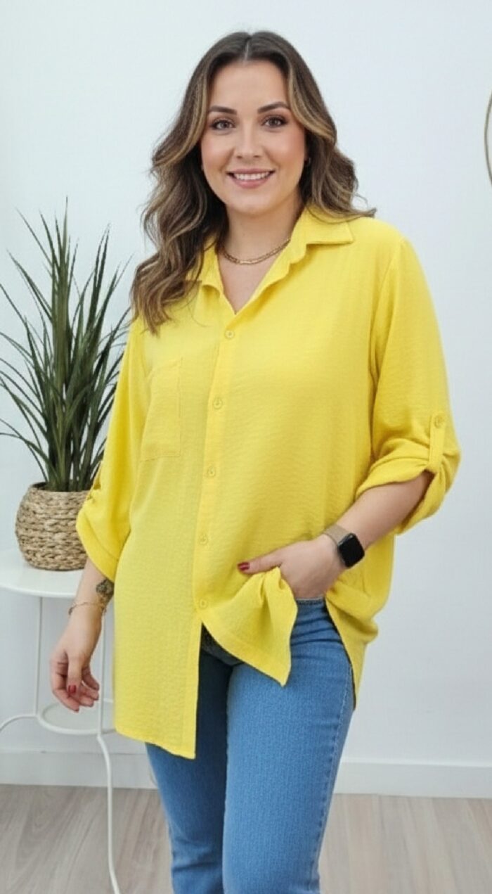 Camisa Larga Basic Amarilla