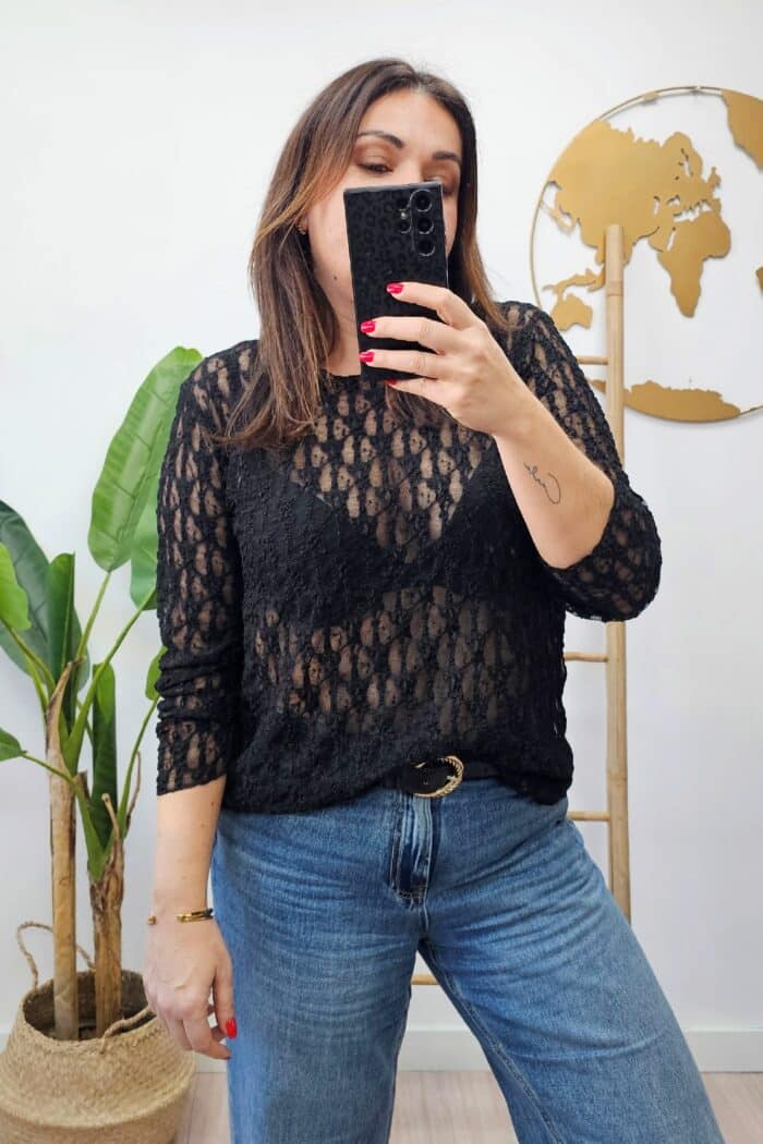 Top Spring Encaje Negro