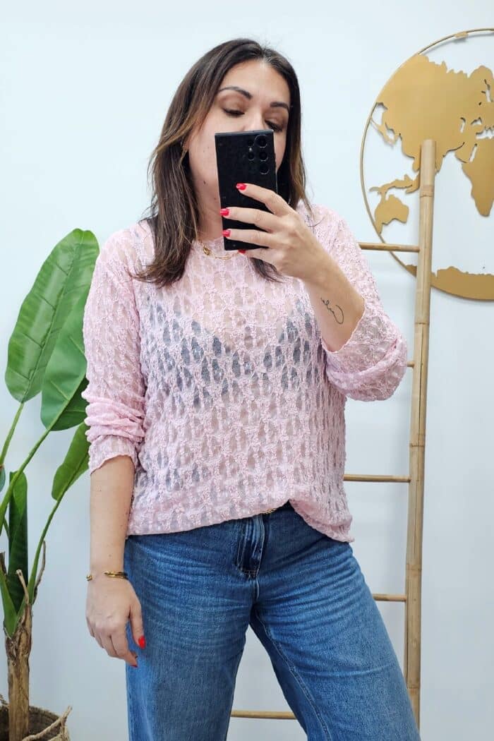 Top Spring Encaje Rosa
