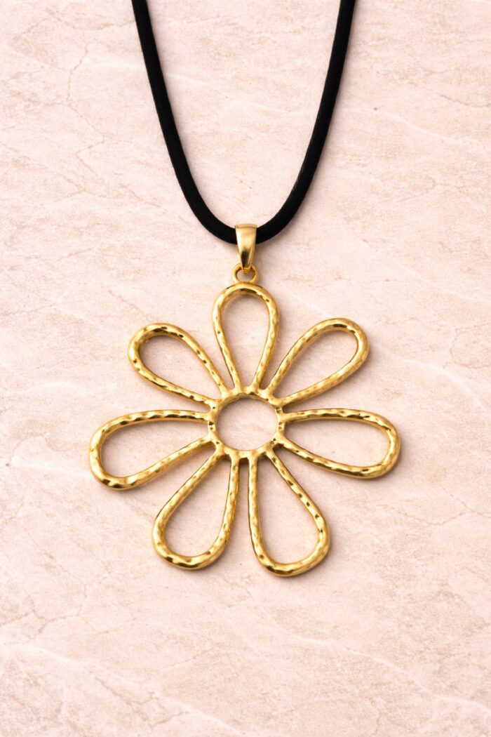 Collar Largo Flor Dorado