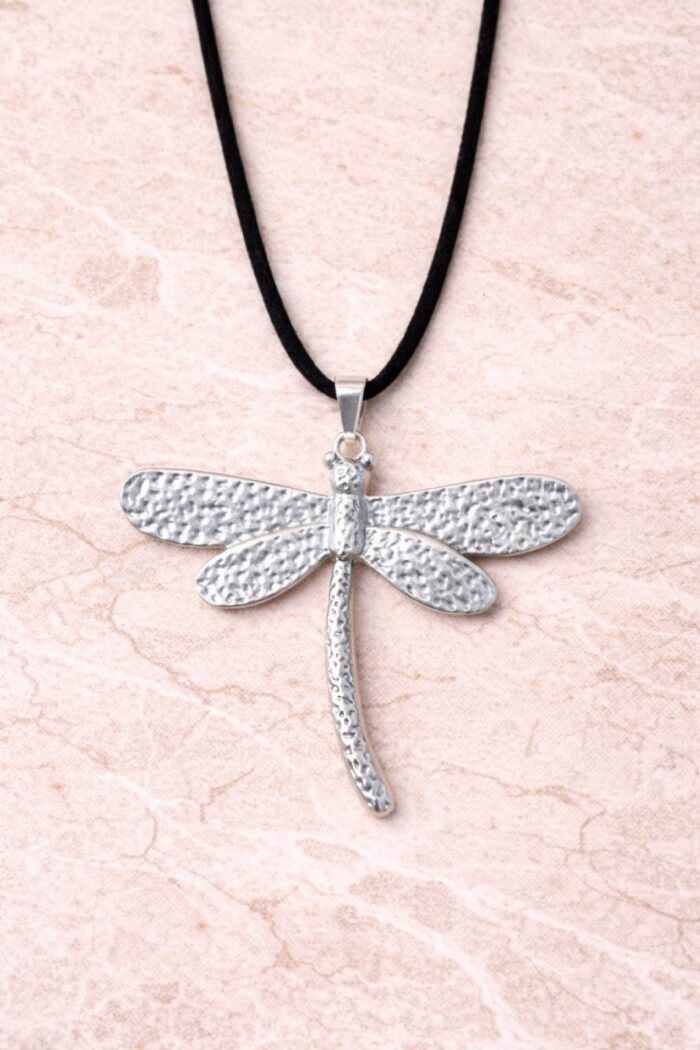 Collar Largo Libelula Plateado
