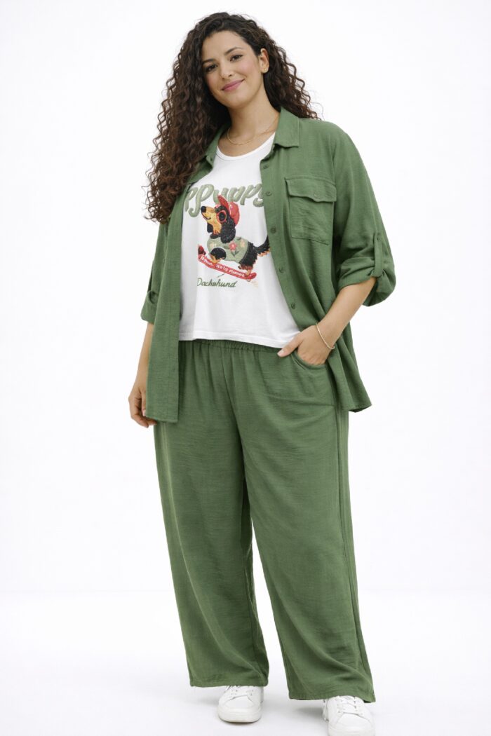 Conjunto Crep Bolsillos Kaki