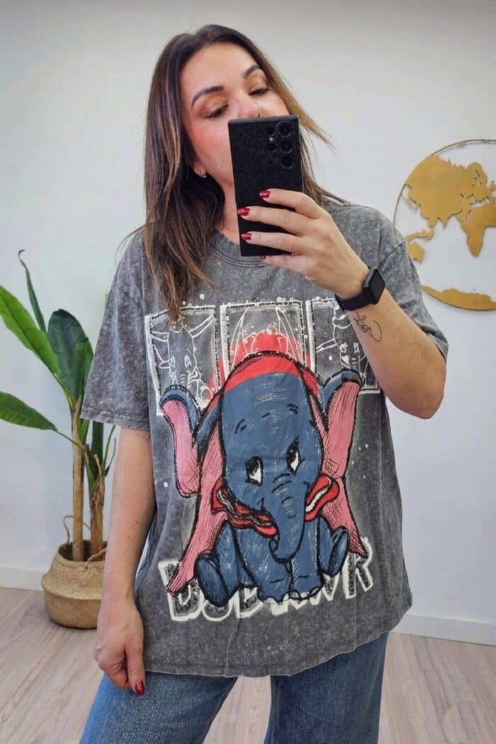 Camiseta Lavada Dumbo Gris