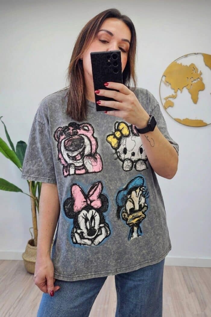 Camiseta Lavada Four Gris