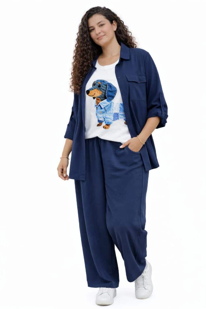 Conjunto Crep Bolsillos Marino