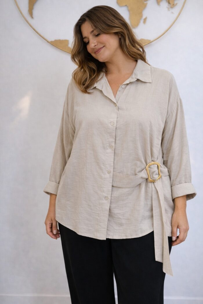Camisa Hebilla Beige