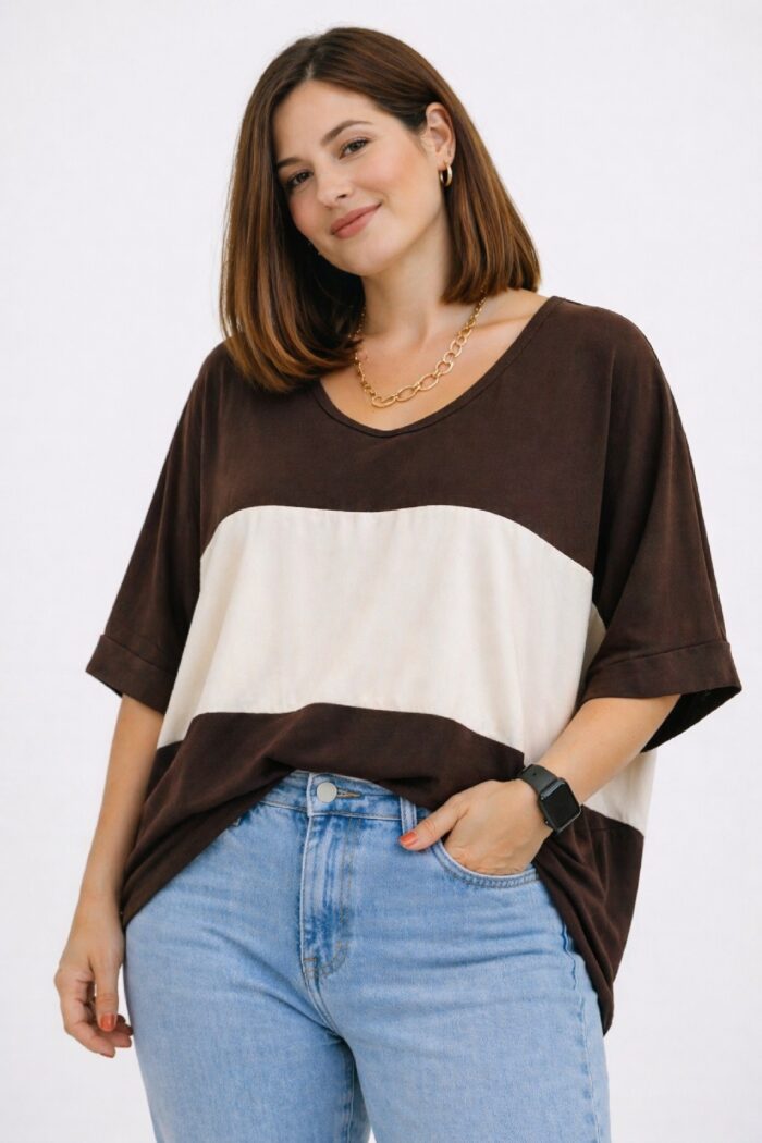 Top Bicolor Marrón