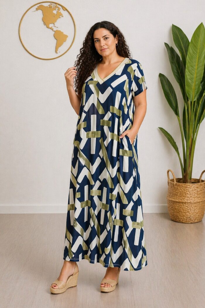 Vestido Punto Trazos Marino