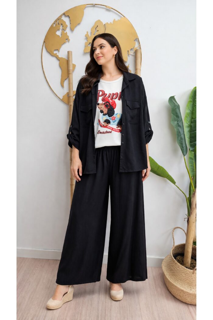 Conjunto Crep Bolsillos Negro