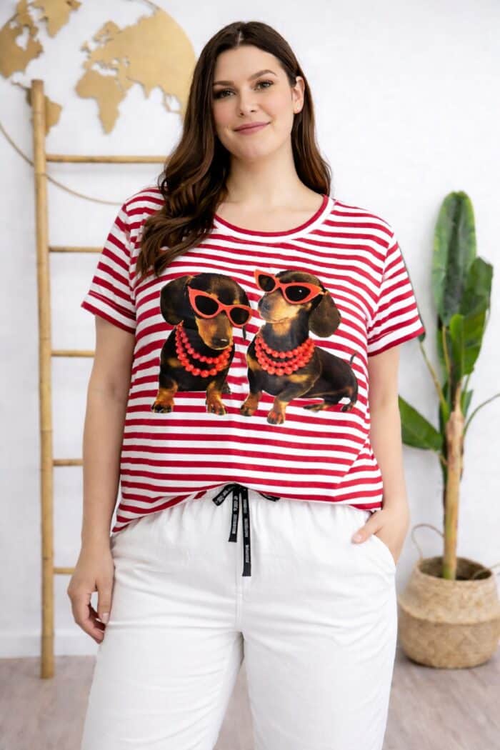 Camiseta Rayas Dog Roja